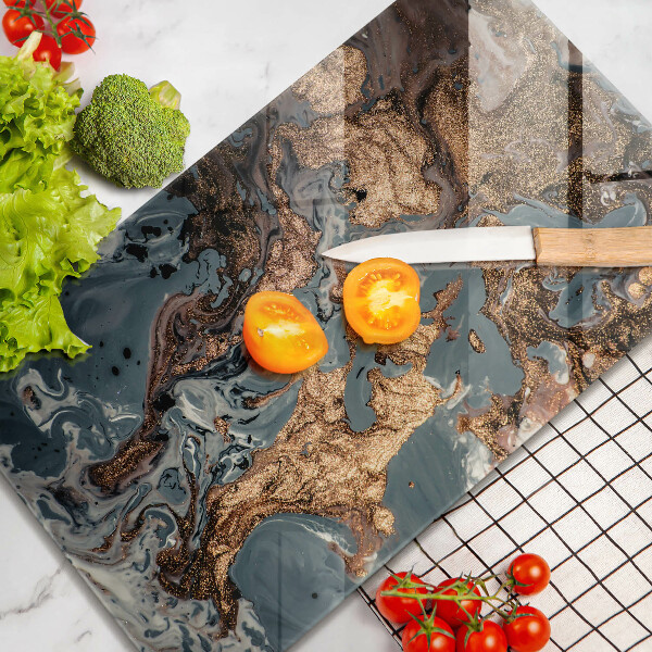 Skleněná deska do kuchyně Dekorativní kámen se zlatem