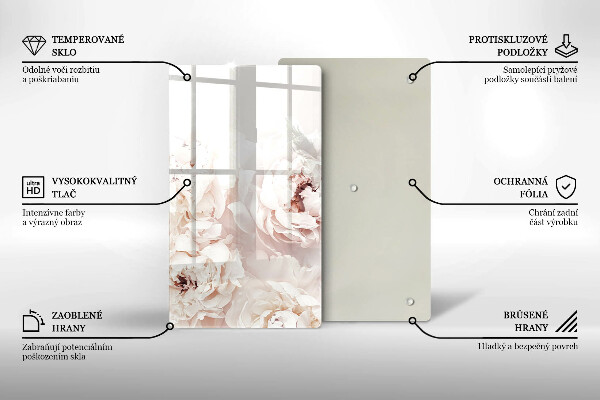 Skleněná deska do kuchyně Pastelové pivoňky