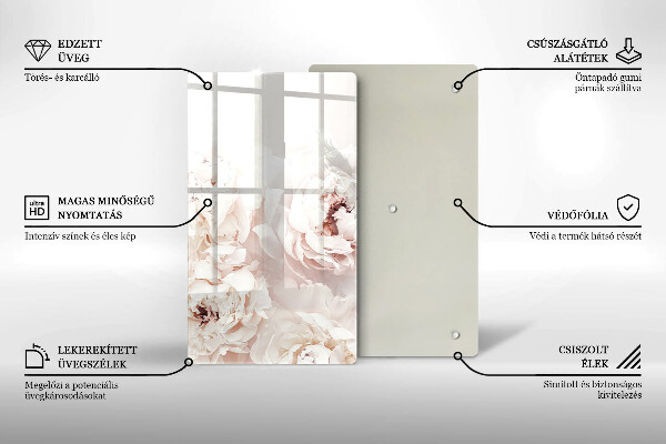 Skleněná deska do kuchyně Pastelové pivoňky