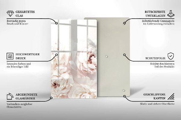 Skleněná deska do kuchyně Pastelové pivoňky