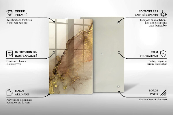 Skleněná deska do kuchyně Zlatá abstrakce