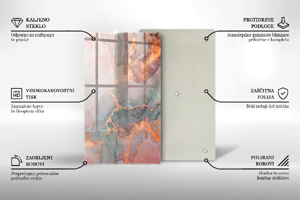 Skleněná deska do kuchyně Mramor se zlatem