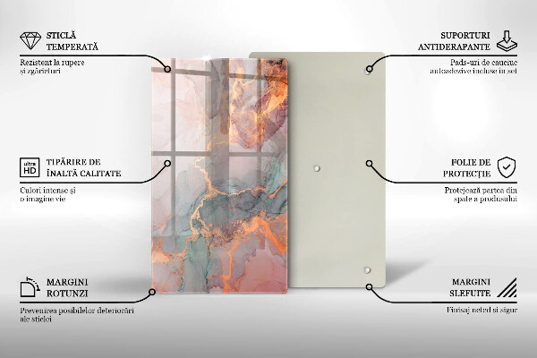 Skleněná deska do kuchyně Mramor se zlatem