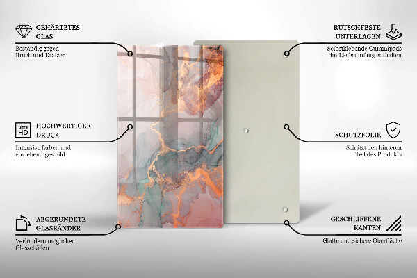 Skleněná deska do kuchyně Mramor se zlatem