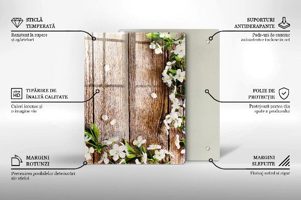 Skleněná deska do kuchyně Slunečnice na prknech