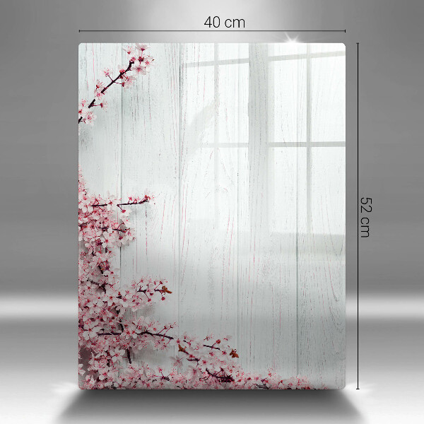 Skleněná deska do kuchyně Květiny na prknech