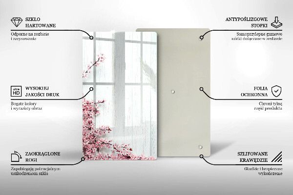 Skleněná deska do kuchyně Květiny na prknech