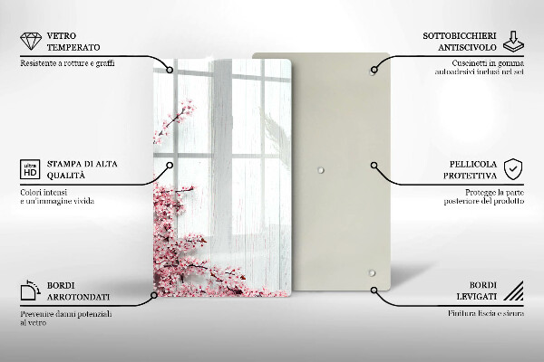 Skleněná deska do kuchyně Květiny na prknech