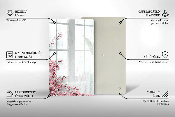 Skleněná deska do kuchyně Květiny na prknech