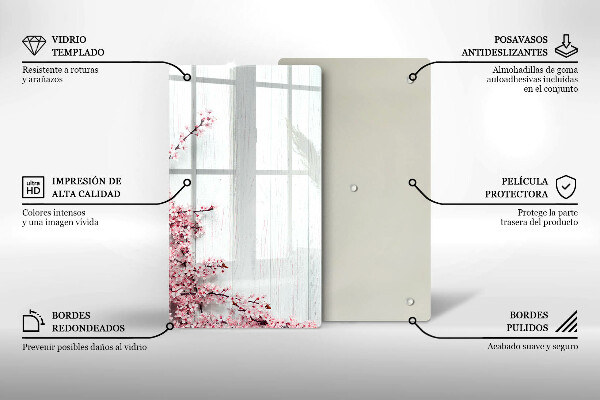 Skleněná deska do kuchyně Květiny na prknech