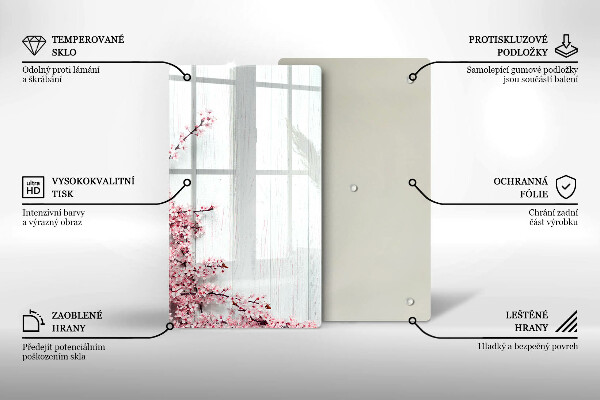 Skleněná deska do kuchyně Květiny na prknech