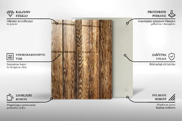 Skleněná deska do kuchyně Květiny na prknech