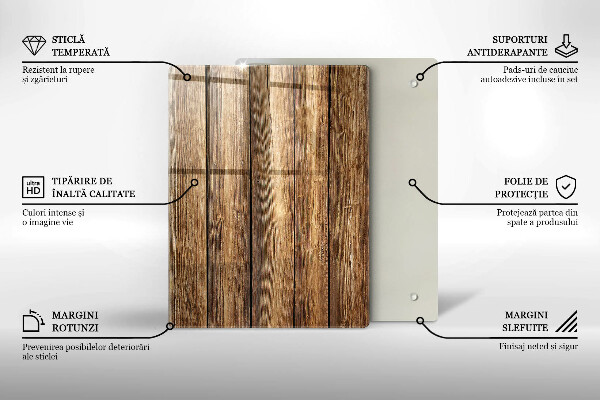 Skleněná deska do kuchyně Květiny na prknech