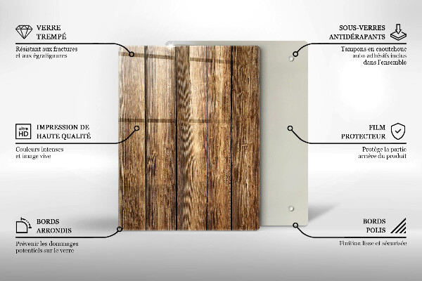 Skleněná deska do kuchyně Květiny na prknech
