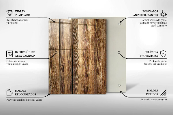 Skleněná deska do kuchyně Květiny na prknech