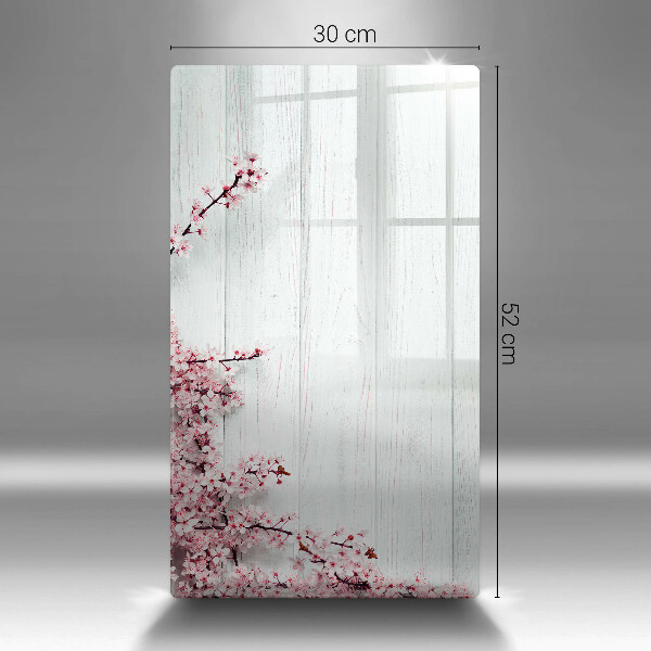 Skleněná deska do kuchyně Květiny na prknech