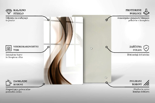 Skleněná deska do kuchyně Abstraktní hnědé čáry