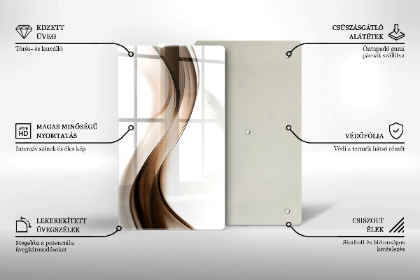 Skleněná deska do kuchyně Abstraktní hnědé čáry