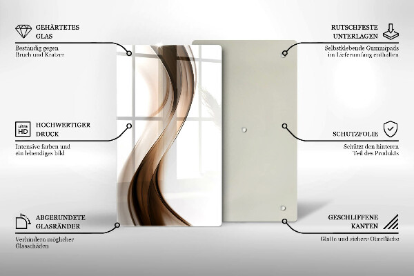 Skleněná deska do kuchyně Abstraktní hnědé čáry