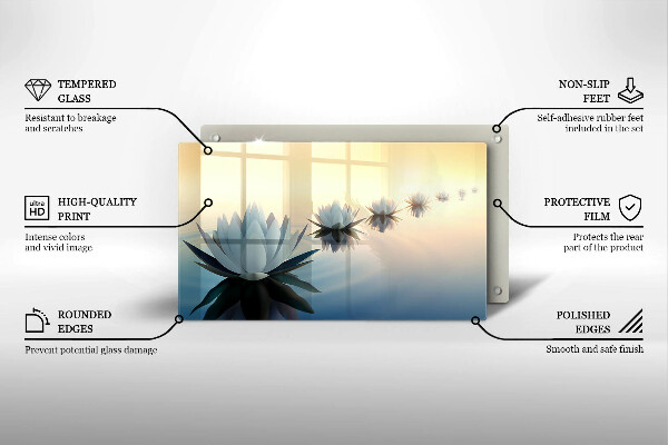 Skleněná deska do kuchyně Květy lilie na vodě