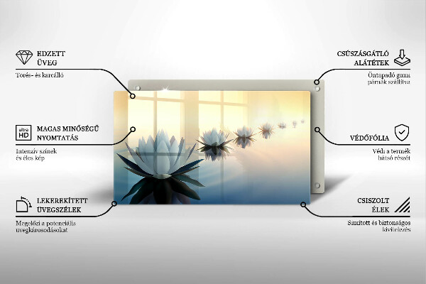 Skleněná deska do kuchyně Květy lilie na vodě