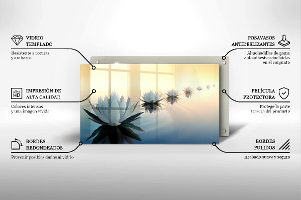 Skleněná deska do kuchyně Květy lilie na vodě