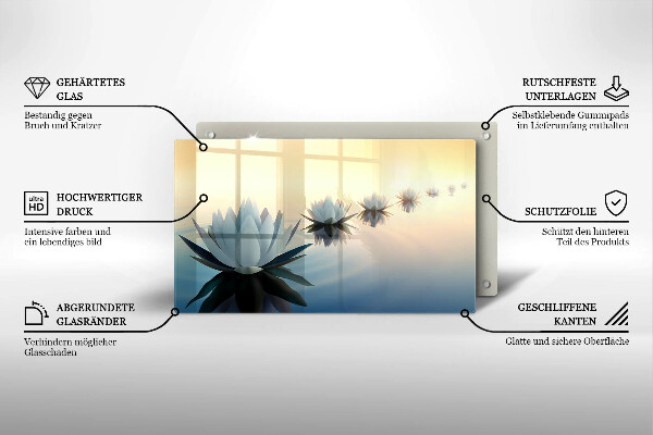 Skleněná deska do kuchyně Květy lilie na vodě