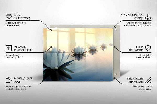 Skleněná deska do kuchyně Květy lilie na vodě