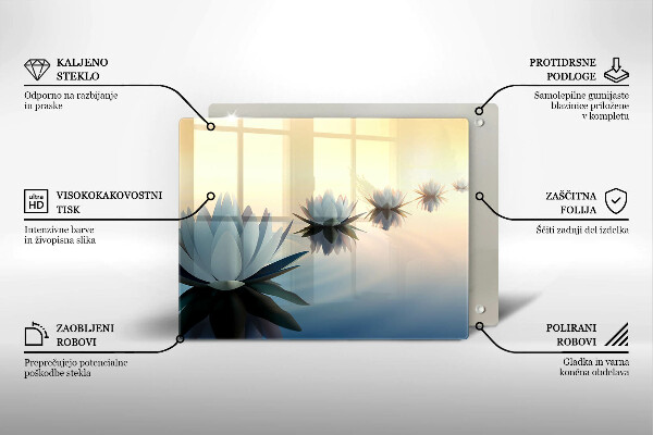 Skleněná deska do kuchyně Květy lilie na vodě