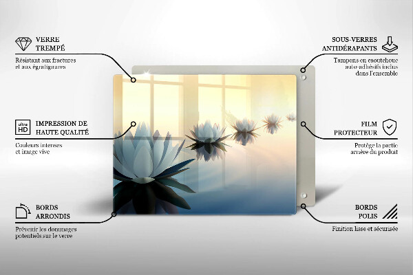 Skleněná deska do kuchyně Květy lilie na vodě