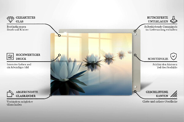 Skleněná deska do kuchyně Květy lilie na vodě