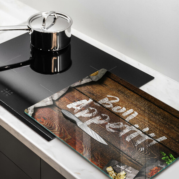 Krájecí prkénko skleněné Nápisové tabule bon appetit