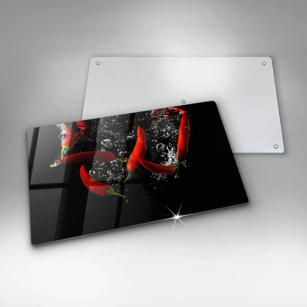 Krájecí prkénko skleněné Chilli papričky ve vodě