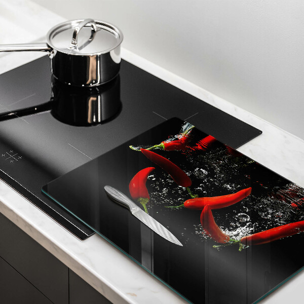 Krájecí prkénko skleněné Chilli papričky ve vodě