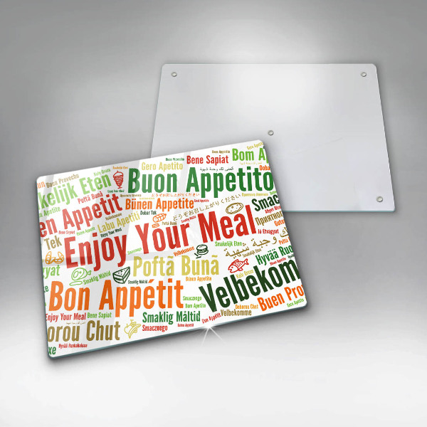 Krájecí prkénko skleněné Titulky jazyky dobré chuti
