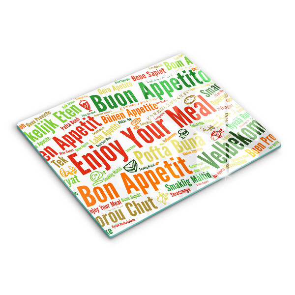 Krájecí prkénko skleněné Titulky jazyky dobré chuti