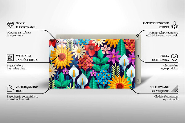 Skleněná deska do kuchyně Květiny louka ilustrace