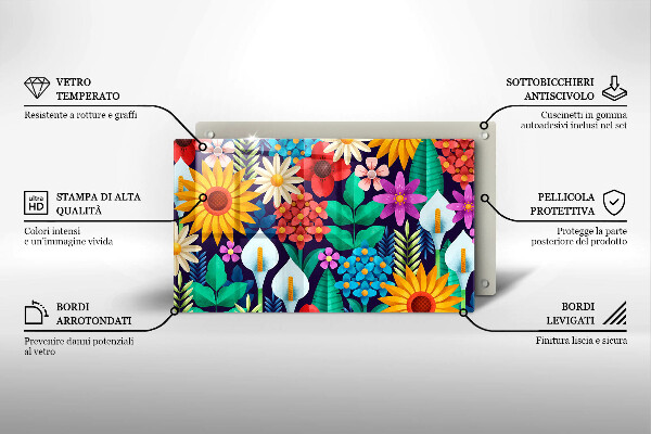 Skleněná deska do kuchyně Květiny louka ilustrace