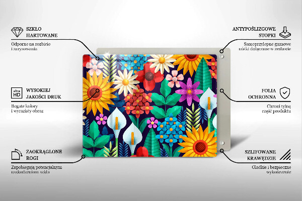 Skleněná deska do kuchyně Květiny louka ilustrace