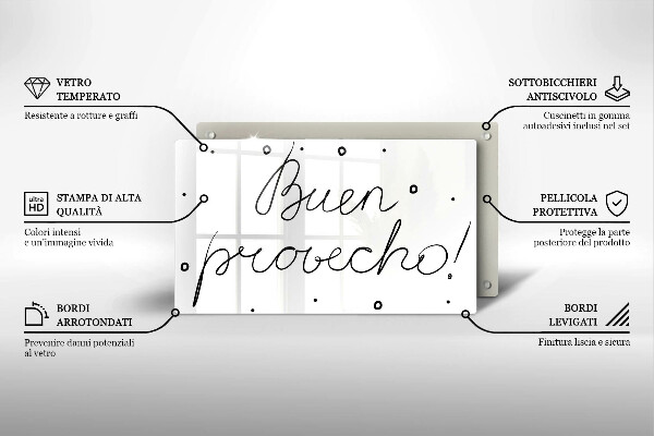 Krájecí prkénko skleněné Buen provecho!