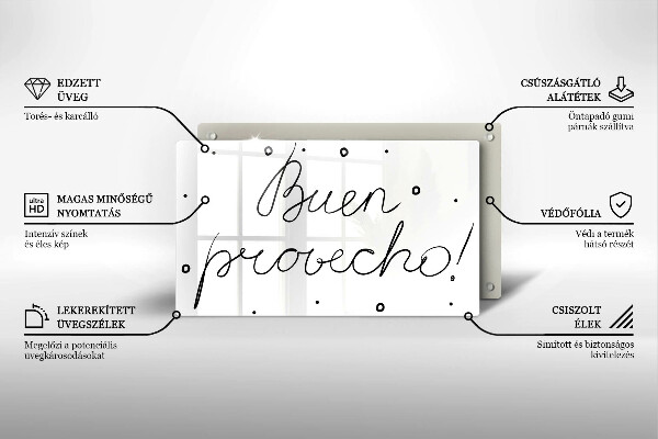 Krájecí prkénko skleněné Buen provecho!