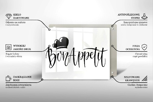 Krájecí prkénko skleněné Bon appetit