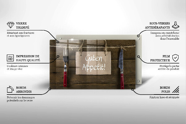 Skleněná deska do kuchyně Guten apetit