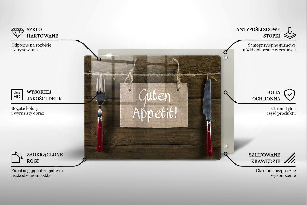 Skleněná deska do kuchyně Guten apetit