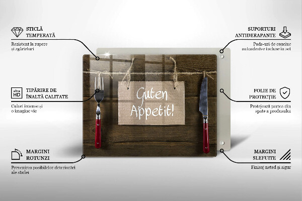 Skleněná deska do kuchyně Guten apetit