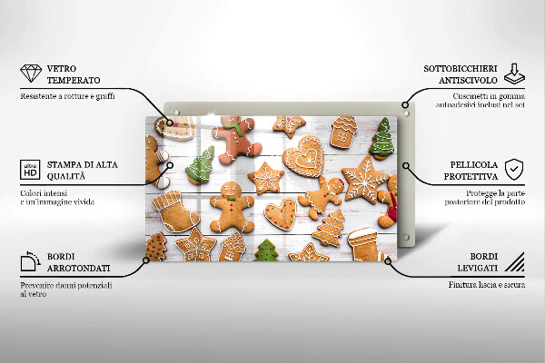 Skleněná deska do kuchyně Vánoční perníčky