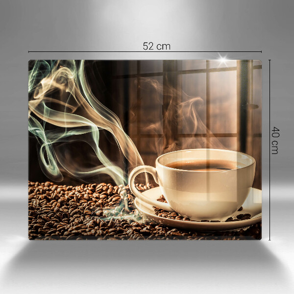 Skleněná deska do kuchyně Šálek a kávová zrna
