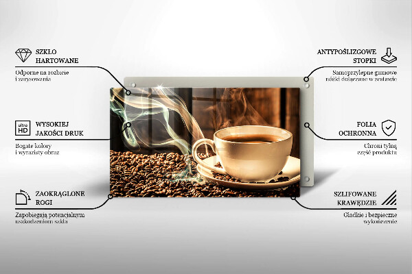 Skleněná deska do kuchyně Šálek a kávová zrna