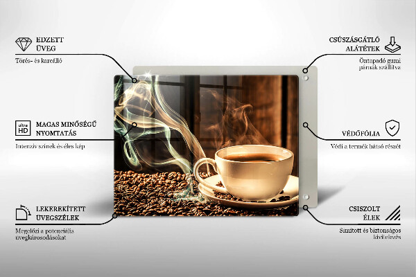 Skleněná deska do kuchyně Šálek a kávová zrna