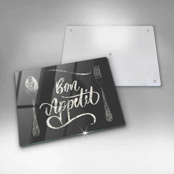 Skleněná deska do kuchyně Bon appetit nápis